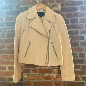 J. Crew Leather Moto Jacket, nude GREAT DEAL